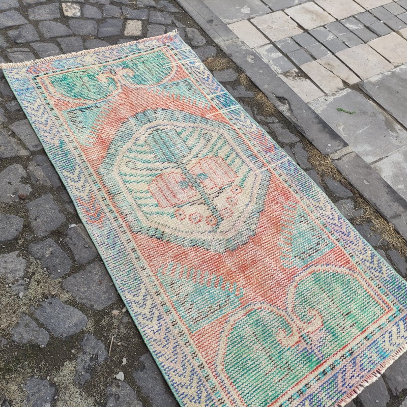 2x5 Turkish kitchen rug 2.4 x 4.82 ft Vintage Handmade rug 73 x 147 cm runner gallery