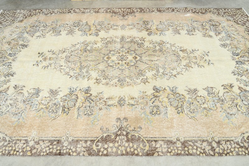 6x9 Turkish Antique Rug Anatolian Hand-Knotted Vintage Oushak Large Carpet,182 gallery