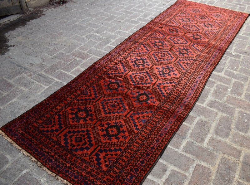 4x12 ft Vintage Afghan Baluchi Oriental Runner Rug Hand Knotted Wide Hallway Rug gallery
