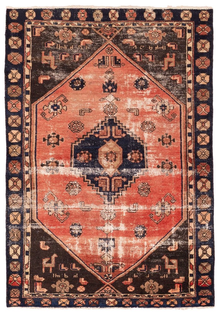 Traditional Vintage Hand-Knotted Area Rug 4'4" x 6'3" Oriental Wool Carpet
