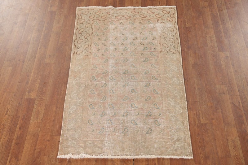 Muted Distressed Wool Hand-made Vintage Rug Traditional Foyer Carpet 3x5 gallery