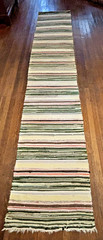 Narrow and Long Hand Made Rag Rug (22 x 121 inches) 1920s