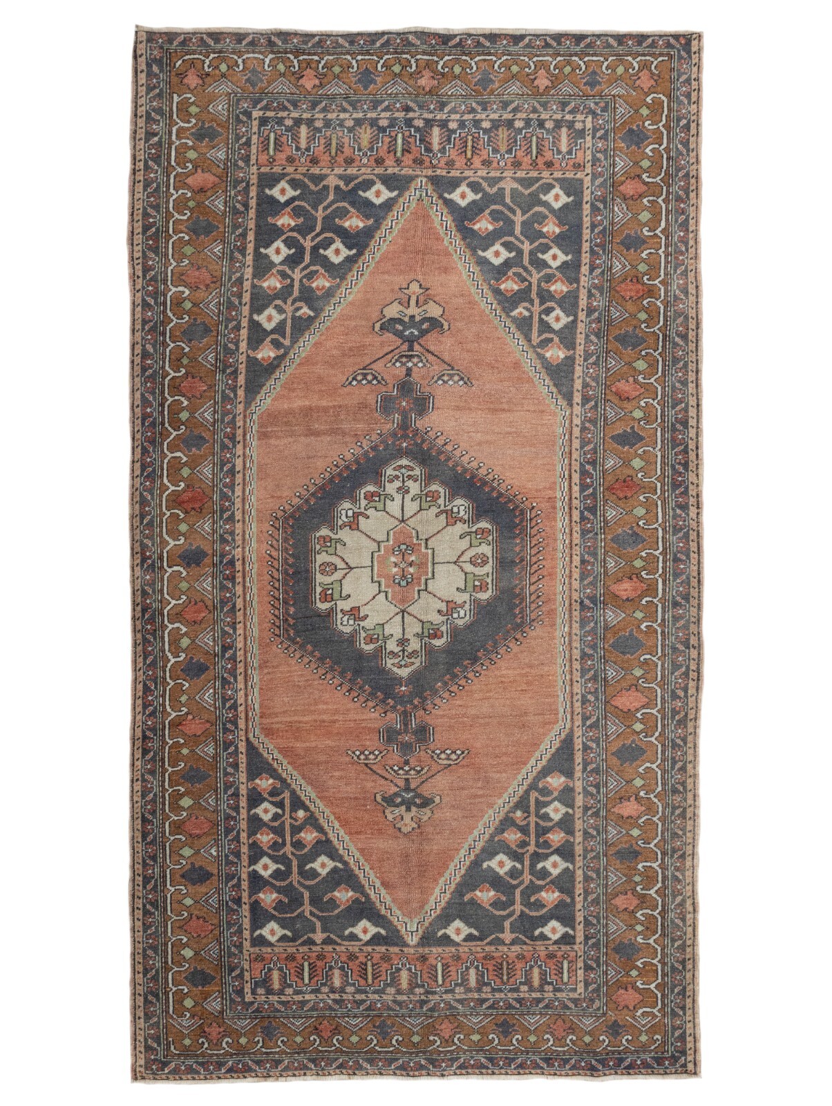 Faded Turkish Anatolian Tribal Wool Area Rug 4.8x8.9 ft Hand-woven Oushak Carpet gallery