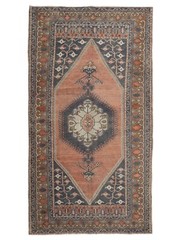 Faded Turkish Anatolian Tribal Wool Area Rug 4.8×8.9 ft Hand-woven Oushak Carpet