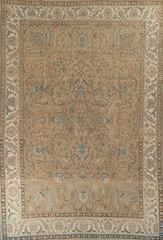 Vintage Muted Traditional Handmade Floral Tebriz Living Room Area Rug 9×12