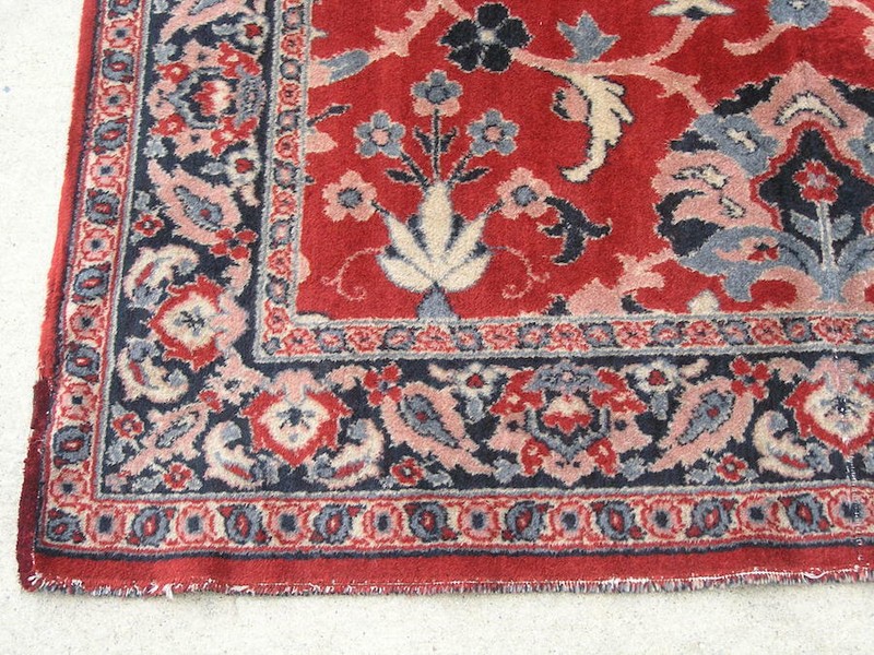 Antique Arts and Crafts Red Wilton oriental Rug Isphahan Garden Design 54x89" gallery
