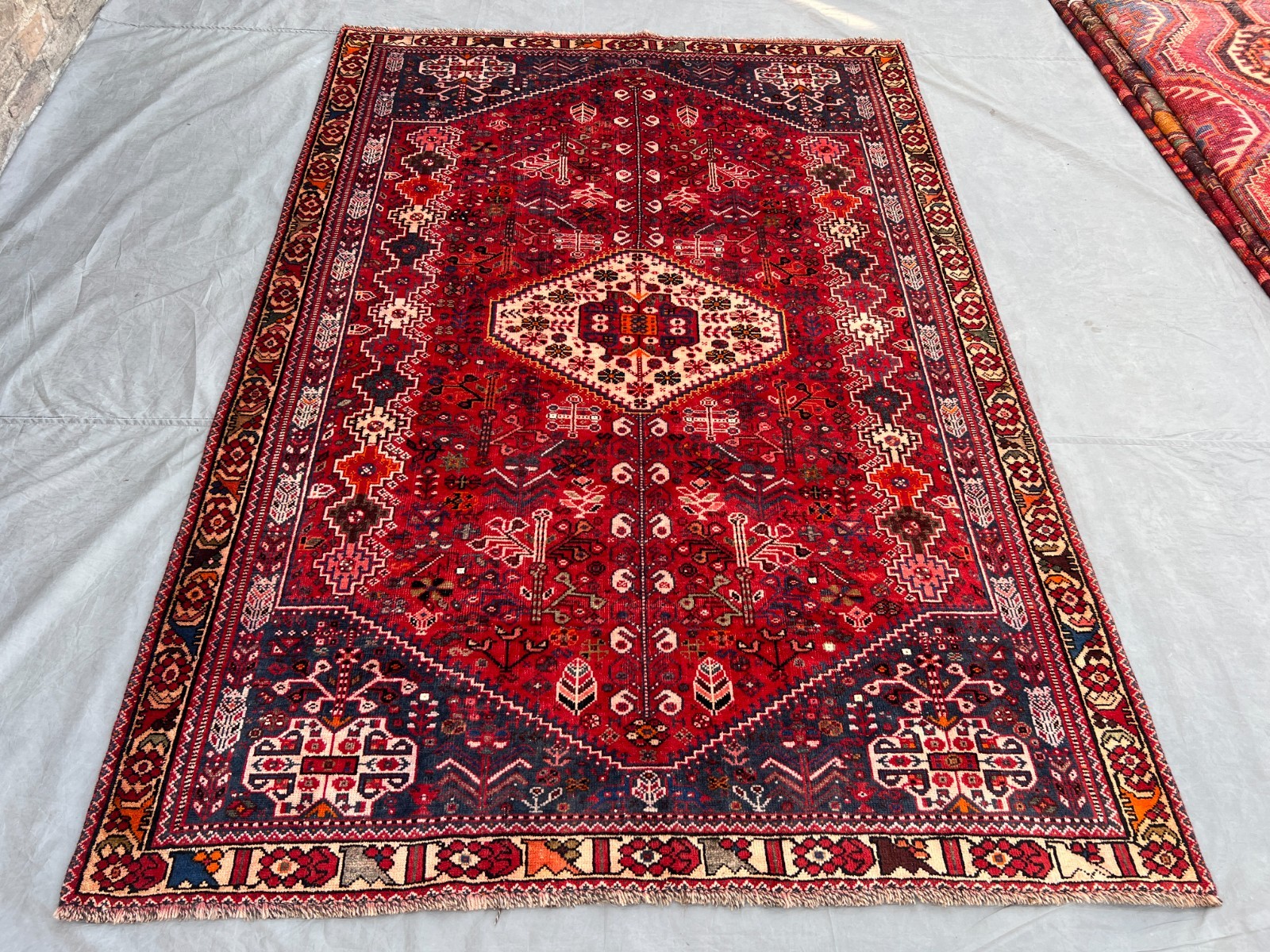 5'4x7'10 Ft Vintage Caucasian Tribal Wool Handmade Red Geometric Area Rug gallery