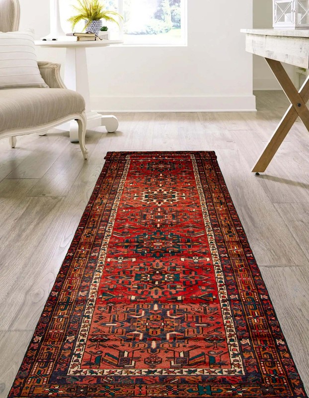 3'11" x 15'1" Vintage Hand-knotted Runner Rug Traditional Oriental Wool Carpet gallery