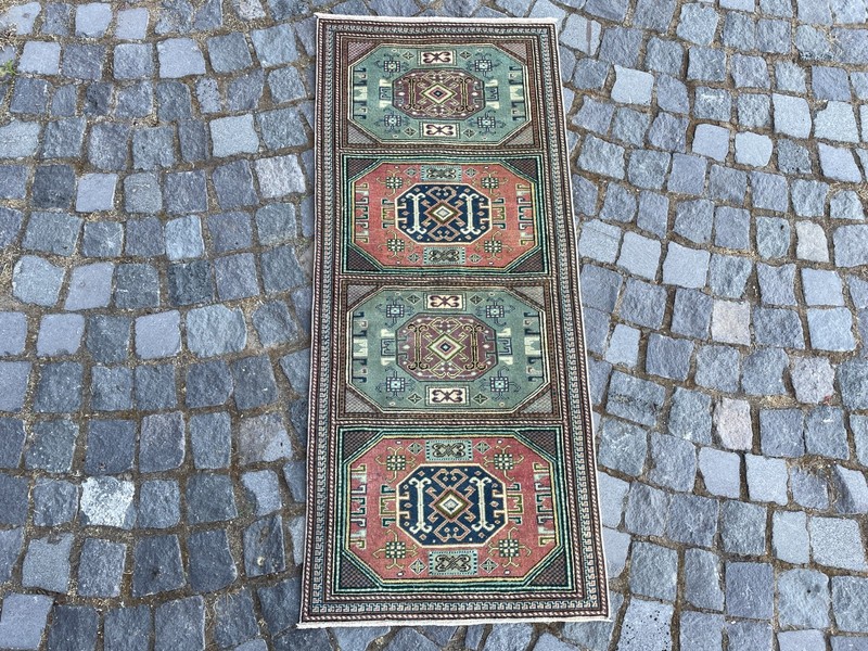 Turkish Vintage Rug Handmade Wool Rug Bohemian Runner Rug Home Rug2,0 x 4,7 ft gallery