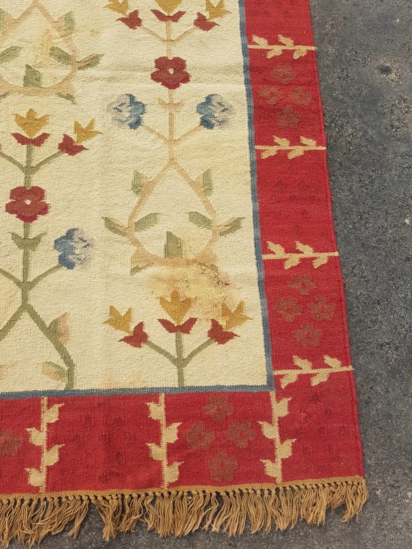 Vintage Handmade Scandinavian Style Floral Wool Multicolor Kilim Rug 5.1x3.0 ft gallery