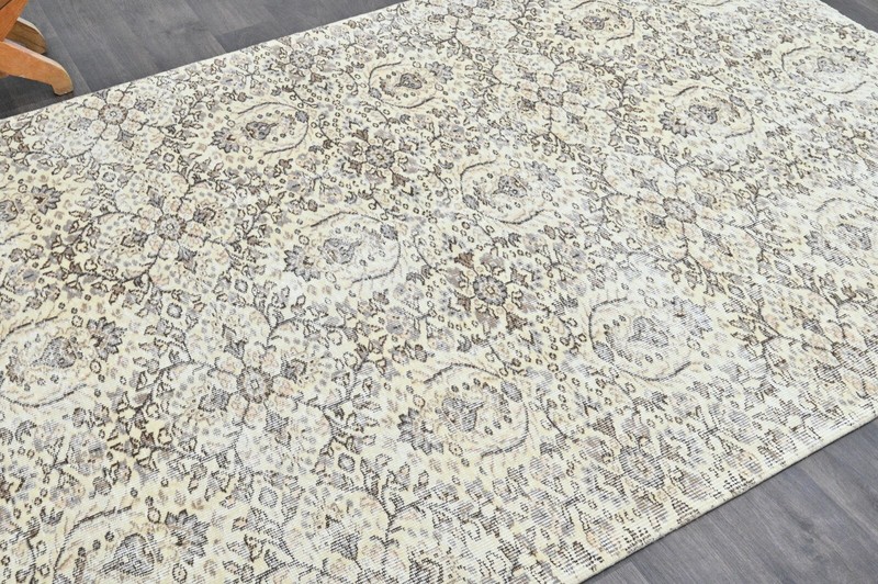 Oushak Turkish Vintage Rug 5x8 Kilim Rug Anatolian Handmade Boho Decor BEIGE gallery