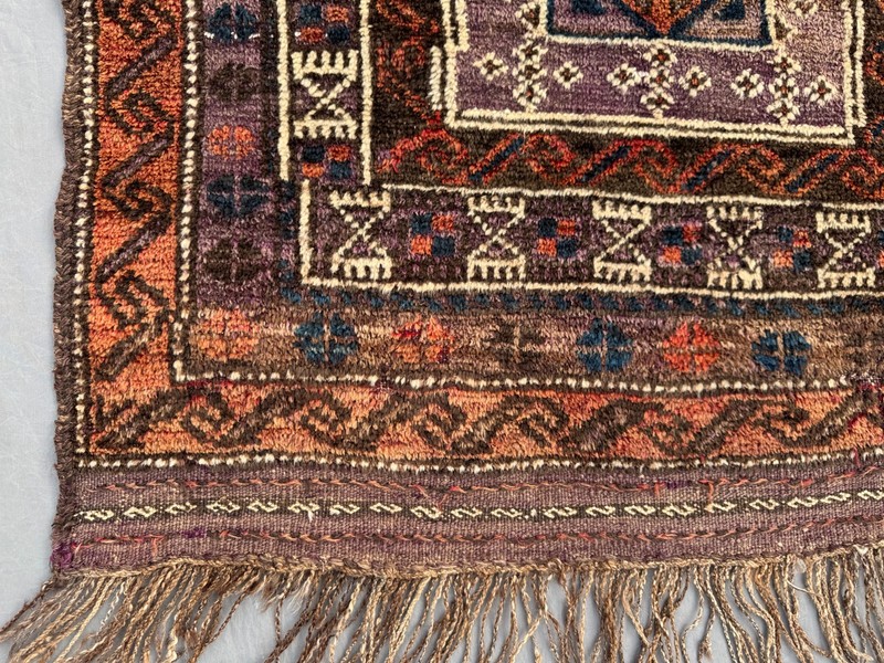 Antique Afghan Tribal Wool Rug Rare Caucasian Medallion Low Pile Small Area Rug gallery
