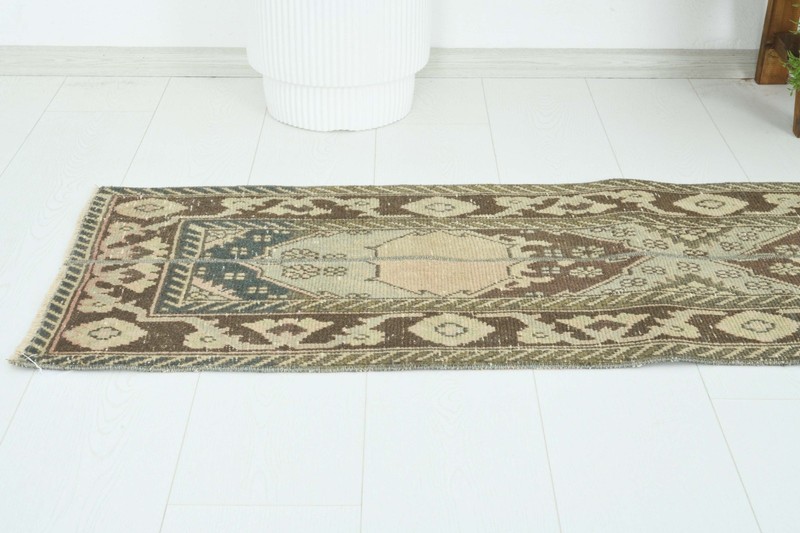 Turkish Runner Rug 2x12 Hand-Knotted Vintage Narrow Oriental Rug Carpet,1507 gallery