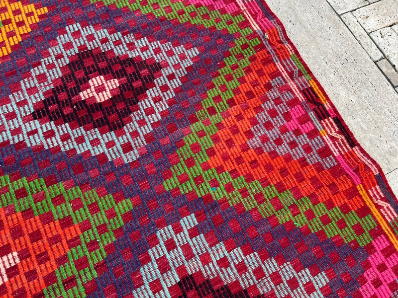 Turkish Kilim Handwoven 6'x9' Cicim Kilim Natural Wool Vintage Rug 200x295cm gallery