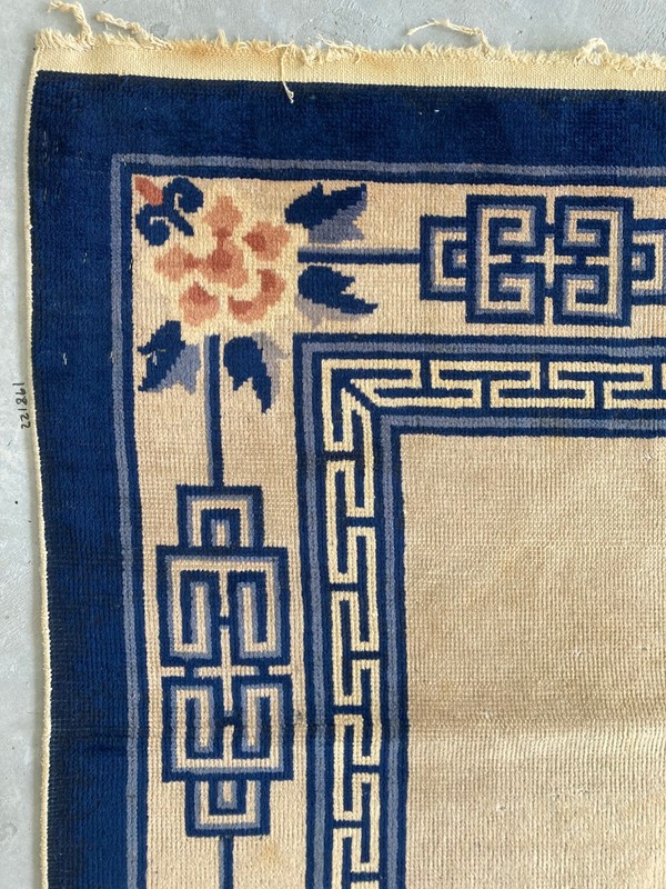 Vintage Handmade Chines Peking Art Deco Style Floral Wool Rug 230x157 cm gallery