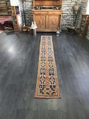 Orange Runner Rug , Patchwork Runner Rug , Runner Entry Rug , Wool Cotton Runner