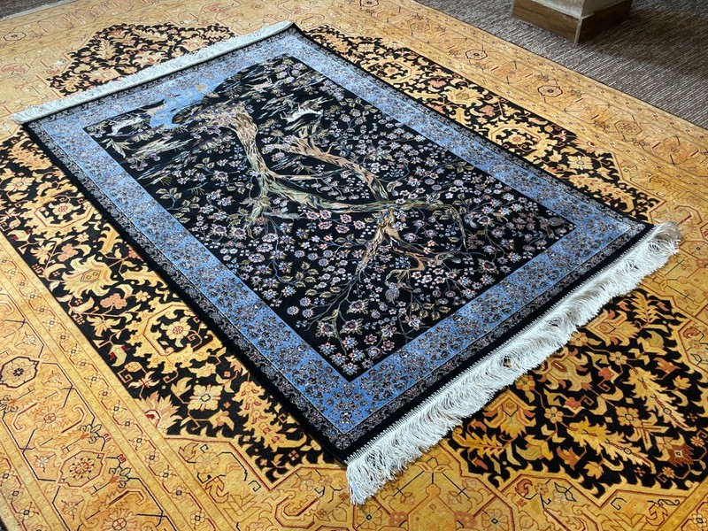Silk Rug 3 x 5 Feet Animals Floral Pattern Tree Of Life Design Premium Quality gallery