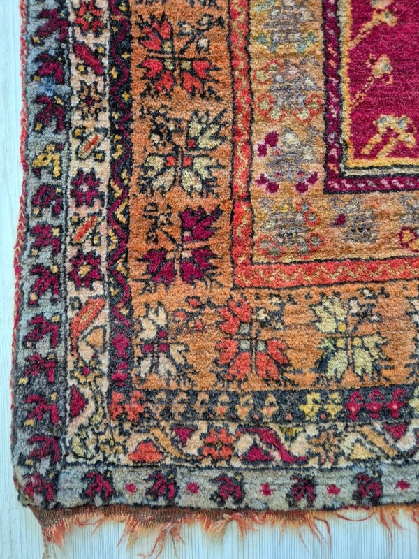 Dated 1903 Antique Sivas Hand-Knotted Rug Fragment 37''x54'' Turkish Prayer Rug gallery
