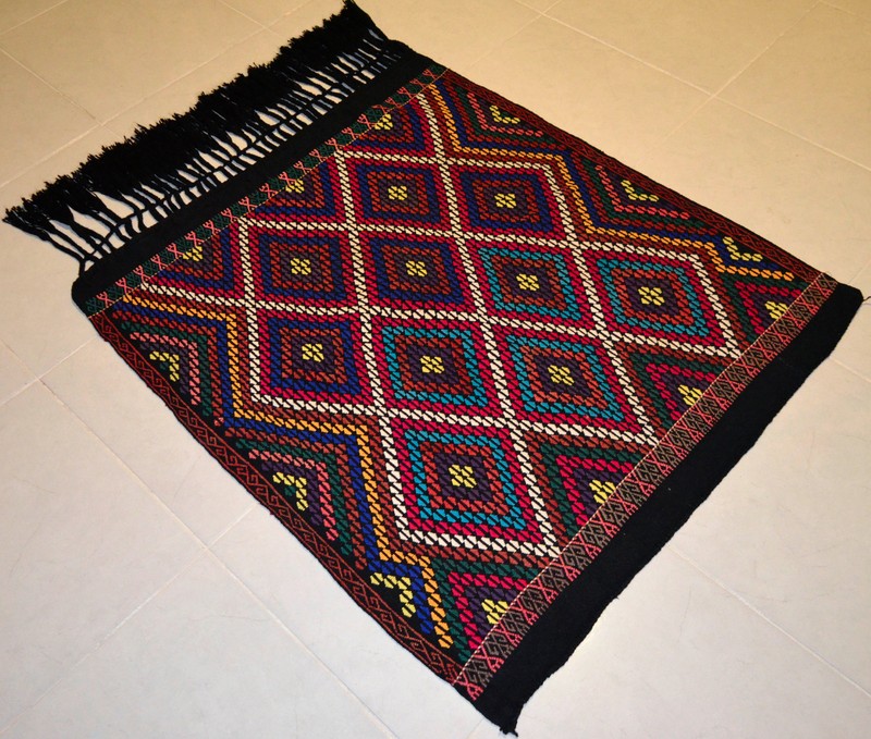 Turkish Hand Woven Kilim Rug Braided Wall Hanging 38″ x 41″ Boho Chic gallery