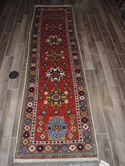 3x10ft. Vintage Caucasian Leski Star Wool Runner