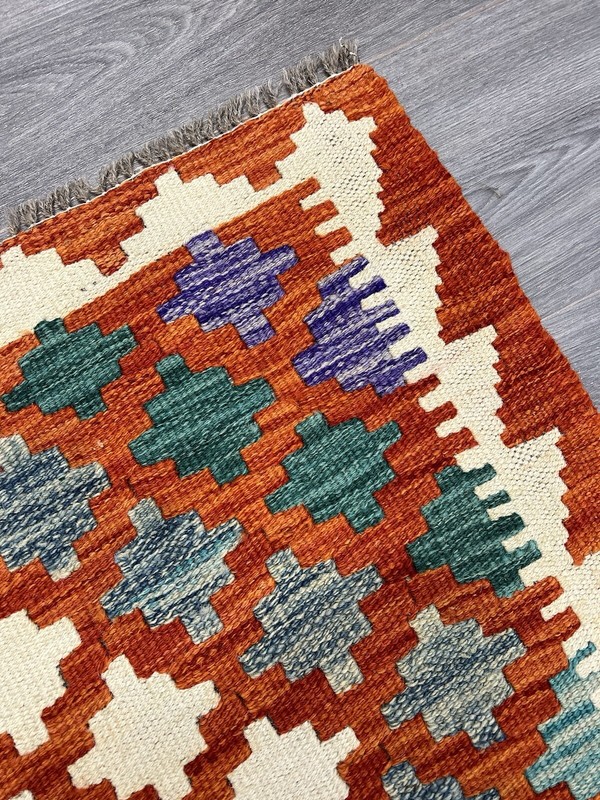 Handmade Kilim Runner wool natural colours Afghan Traditional 192cmx74cm gallery