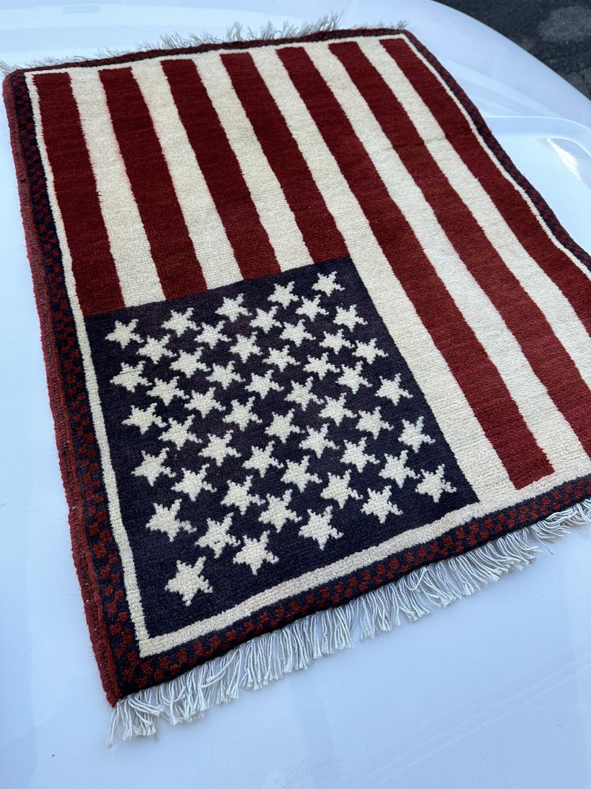 Vintage Hand Made American Flag Rug gallery