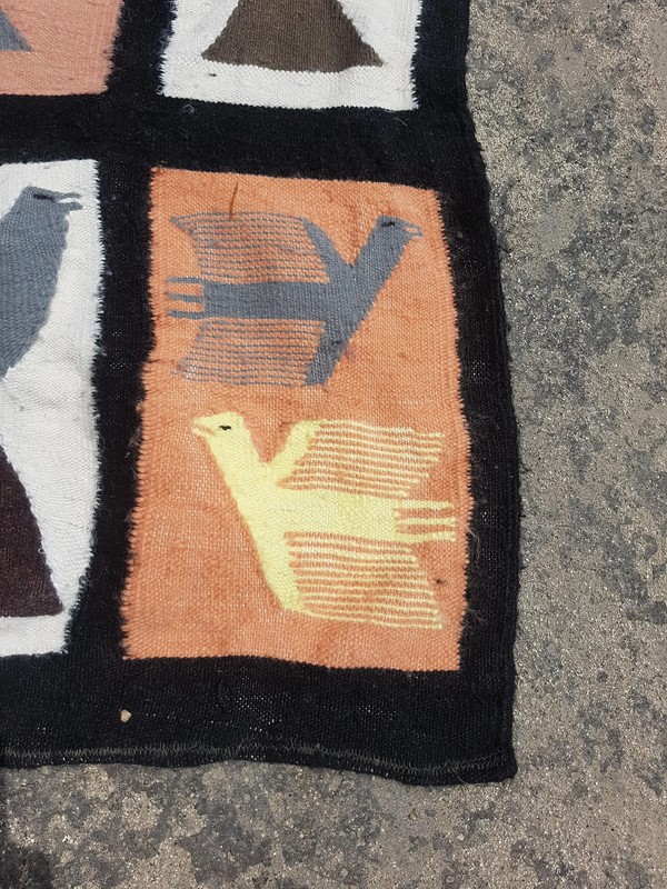 Vintage Traditional Handmade Peruvian Wool Multicolor Kilim 4.2x2.8 ft gallery