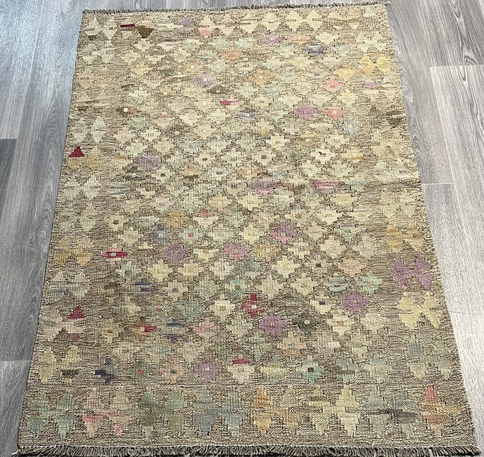 Vintage Kilim Traditional Hand Made Oriental Wool Kilim 5ftx3.2ft 147cmx99cm gallery