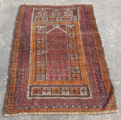 Vintage Hand Made Traditional Rug Oriental Wool Multicolor Carpet 134×95 cm