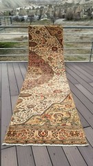 Beautiful 1930-1939’s Antique Wool Pile,Natural Dye Bunyan Rug 2’9”x11’5”