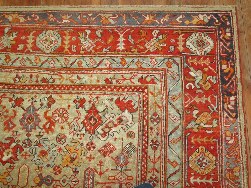 Antique Turkish Angora Oushak Ushak Rug 10'1''x11'1'' gallery