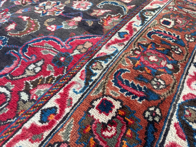 ANTIQUE ORIENTAL RUG 8x11 DARK BROWN BLUE VINTAGE HAND-KNOTTED handmade 9x12 ft gallery