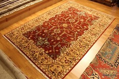 Fine Quality Handmade RUG 5’X7′ SERAPI design Rust, gold orange Color Authentic