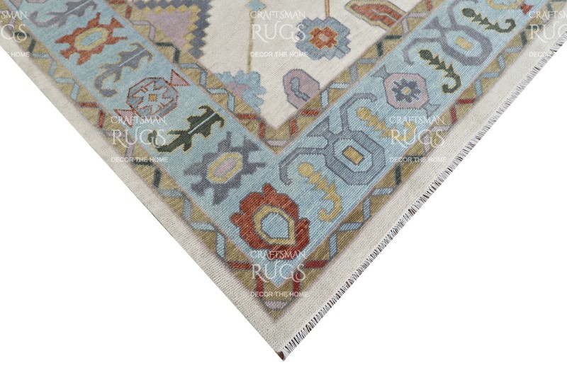 9x12 ft L.t. Blue & Ivory Handmade Oushak Living Area , Oriental Floor Rug gallery
