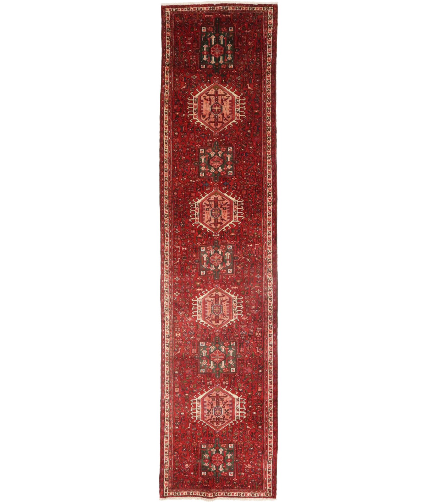 Geometric Tribal Design Vintage Red 3X13 Hand-Knotted Oriental Runner Rug Carpet gallery