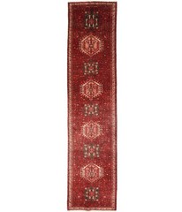 Geometric Tribal Design Vintage Red 3X13 Hand-Knotted Oriental Runner Rug Carpet