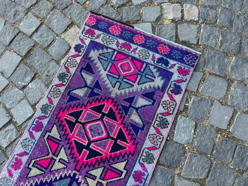 Carpet, Turkish rug, Vintage rug, Handmade rug, Runner, Wool | 2,0 x 10,9 ft gallery