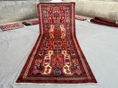 4.3×10.1 ft Vintage Afghan Hand Knotted Persian Style Wide Runner Rug, Entry Rug