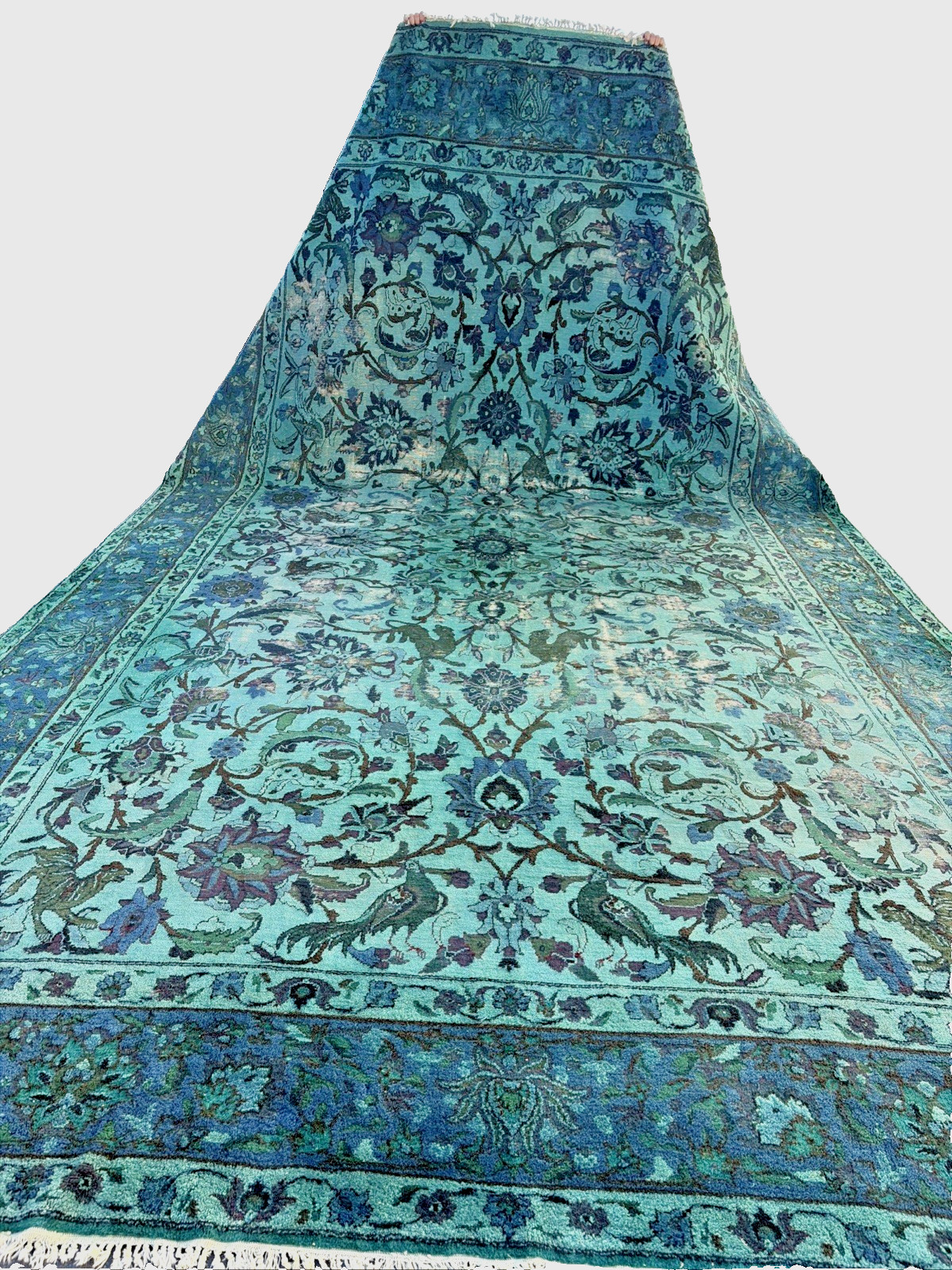 Auth: Antique Rug Mughal Animal Kingdom Beauty Well Aged Teal 10x17 gallery