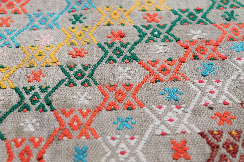 Turkish Kilim Rug 34''x43'' Hand Woven Konya Cicim Kilim 88x110cm gallery