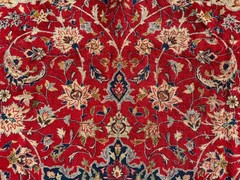 RED ANTIQUE ORIENTAL RUG 10×13 VINTAGE HAND-KNOTTED navy blue fine real 9×13 ft