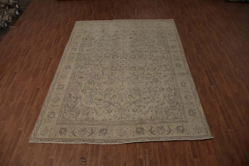 Classic Distressed Neutral Area Rug Wool Hand-made Room Size Carpet 10x13 gallery