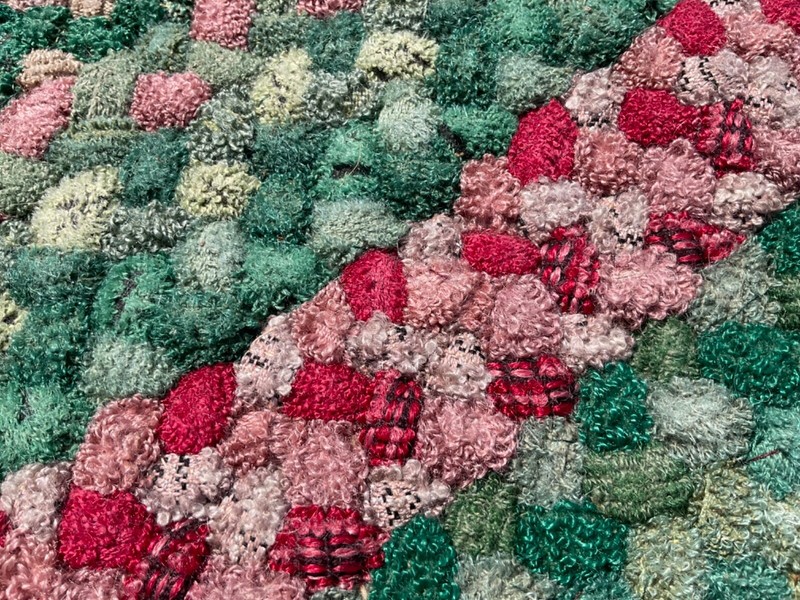 Vintage Braided Rug 7X8 ft, Large Oval Weave Rug, Multicolor Frieze Wool USA gallery