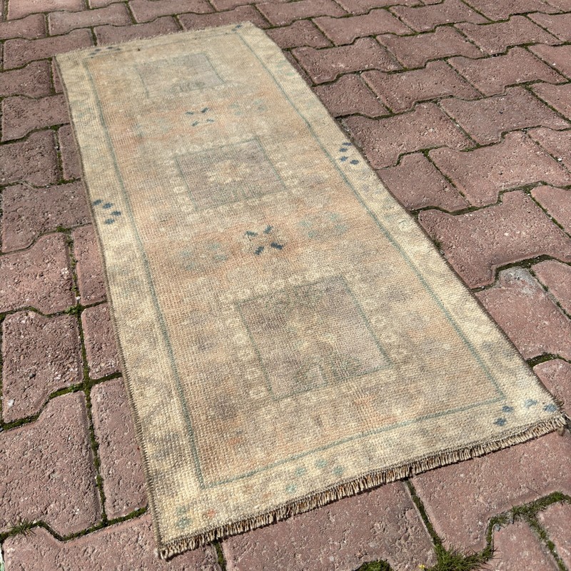 2x4 Cream Sage Blush Vintage Turkish Oushak Wool Faded Handmade Rug-Tariff Free gallery