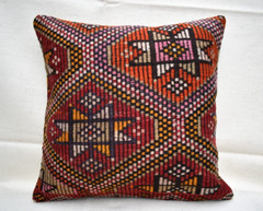 16”x16” Decorative Handmade Turkish Kilim Pillow Cover Sofa Rug Cushion Cover
