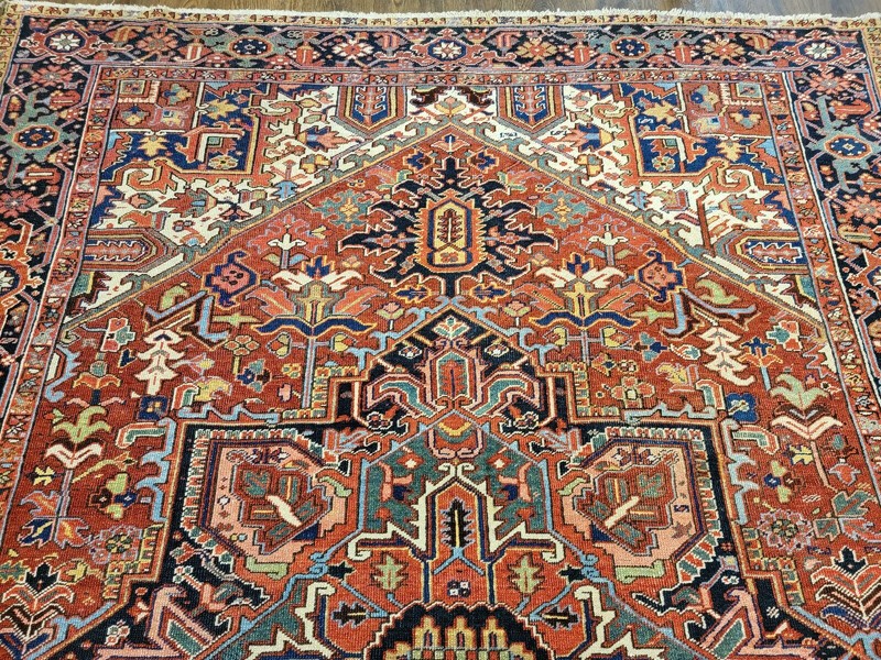 Circa 1920s Hand Knotted large Antique Herize Serapies rug size 8ft By 11ft gallery