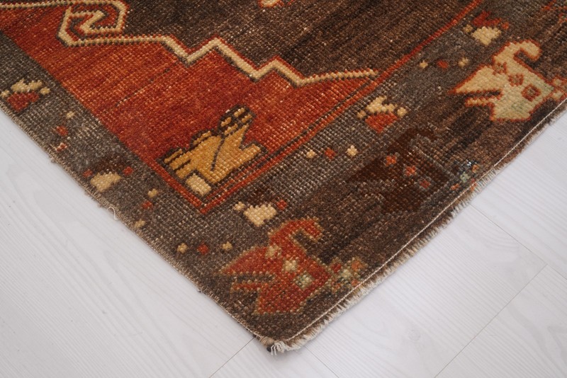 Antique Turkish Runner Rug 4x13 Vintage Neutral Handmade Old Oushak Carpet 838 gallery