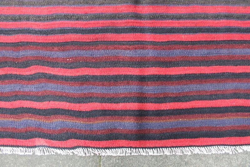 Kilim Vintage Traditional Hand Made Oriental Red Black Wool Kilim 88x113cm gallery