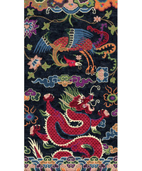 Vintage Tibetan Dragon & Phoenix Rug 3×6 ft Hand Knotted Antique Style Wool Rugs