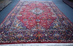 Fine Red Antique Caucasian Rug 8×11 ft Handmade Heris Kazak Vintage Oriental Rug